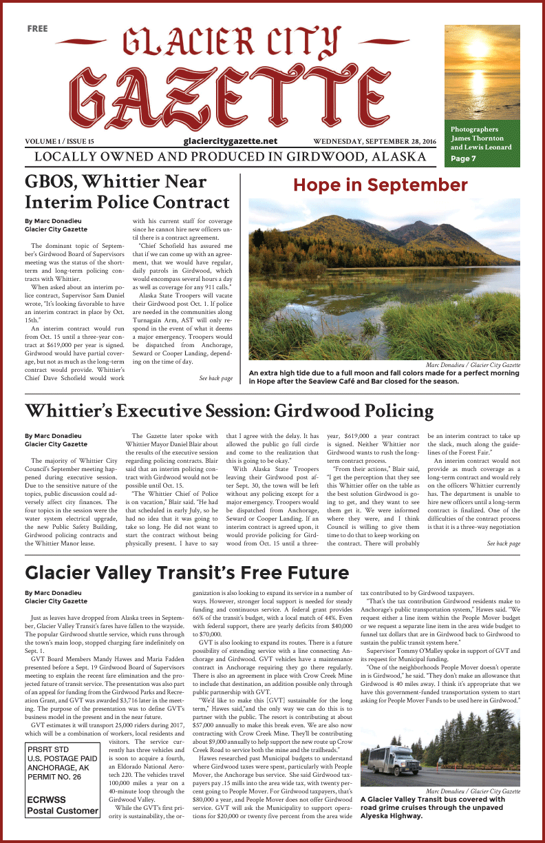 Glacier City Gazette – September 28, 2016