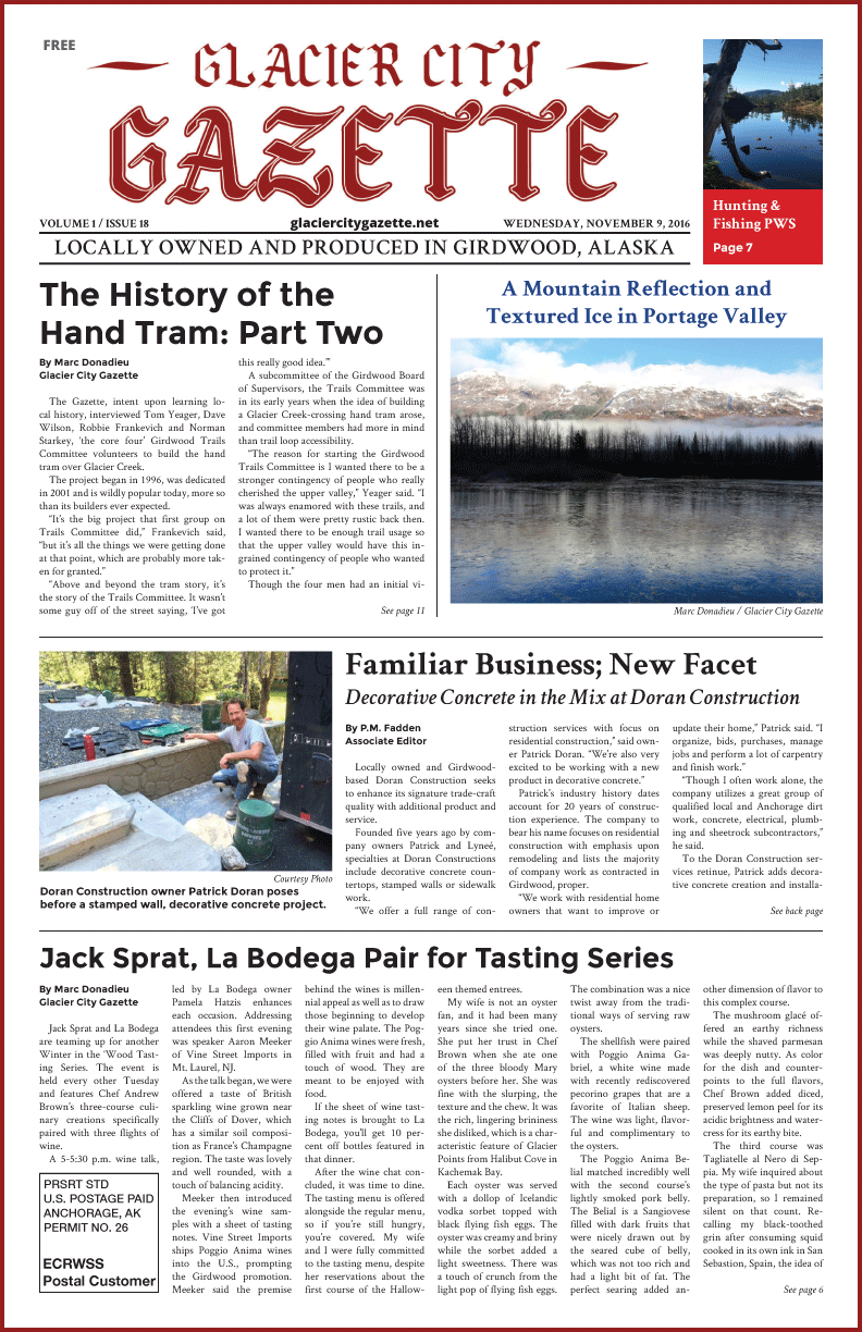 Glacier City Gazette, November 9, 2016