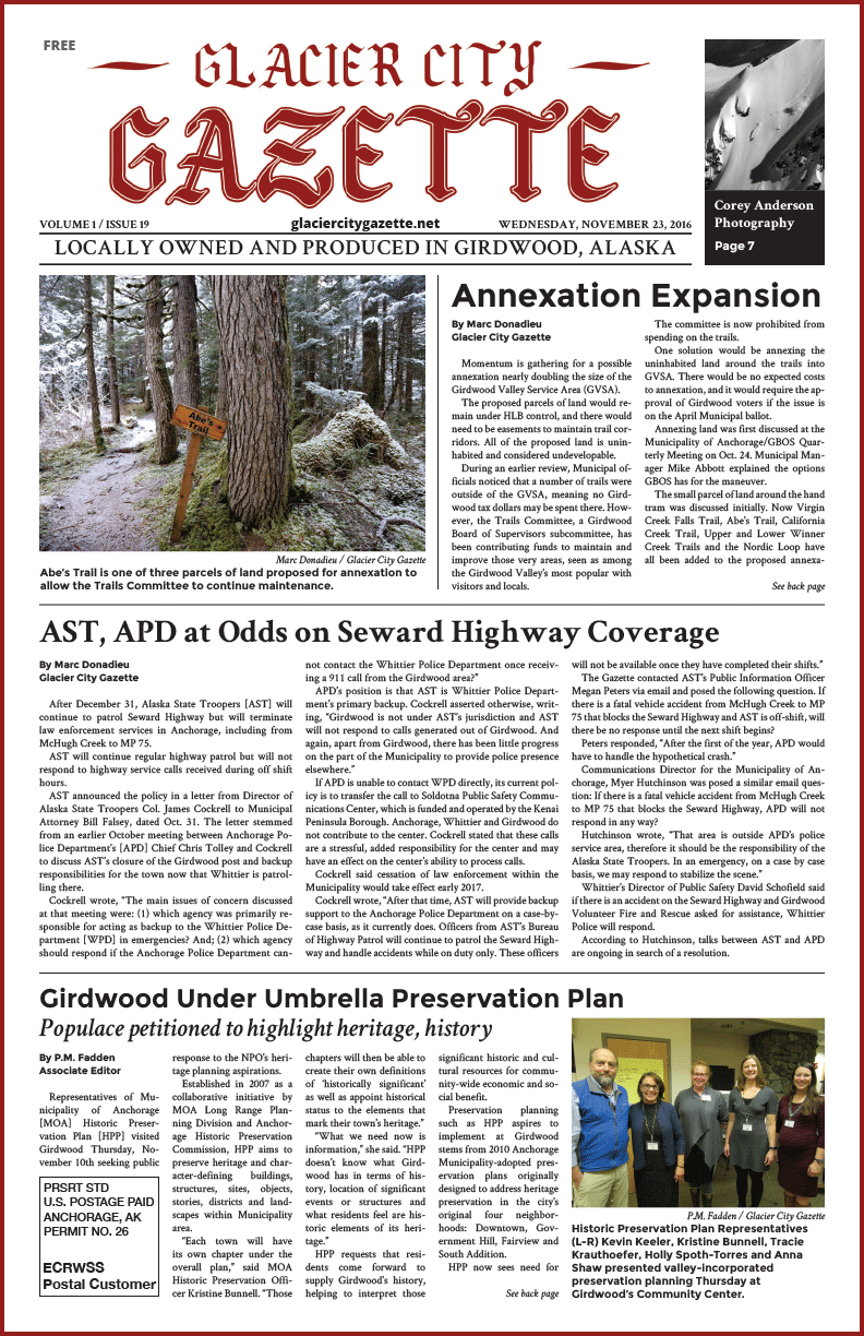 Glacier City Gazette – November 23, 2016