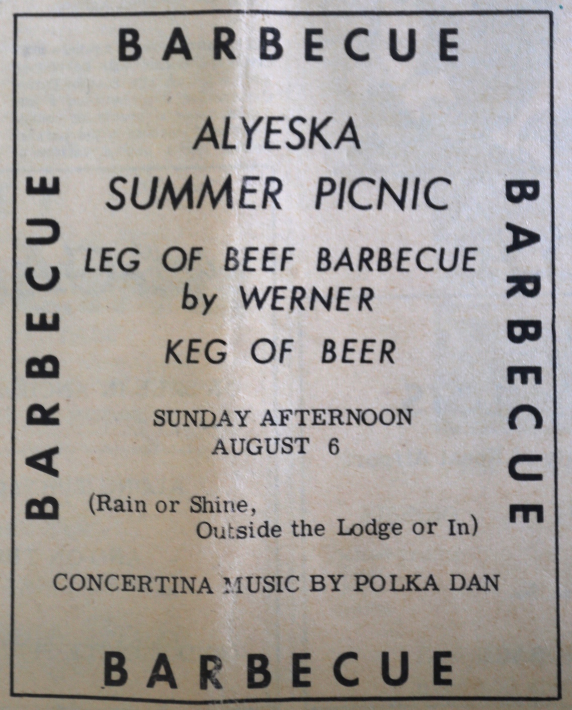 Marc Donadieu / Glacier City Gazette An ad for a barbecue by Werner Egloff appeared in the Glacier Valley Gazetta 50 years ago.