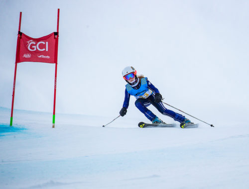 Bob Eastaugh / Special to Glacier City Gazette Alyeska Ski Club U14 Kea Anderson, a Girdwood resident, drops into the Waterfall pitch in the first of two Alyeska Cup SuperG races Friday, February 8.
