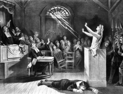 Courtesy photo Dramatic lithograph of the Salem witch trials produced in 1892