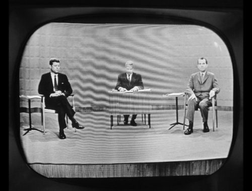 John F. Kennedy and Richard M. Nixon in the first ever televised presidential debate.